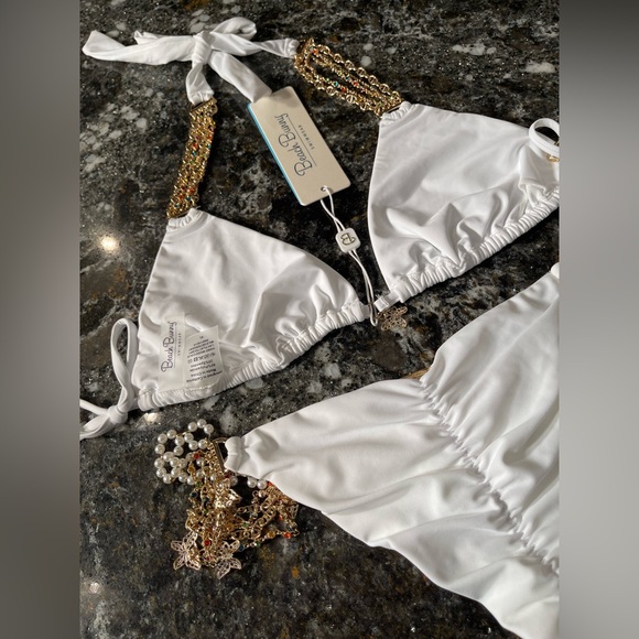 NWT beach bunny triangle bikini XL top/S skimpy bottoms, Bridal set - Picture 8 of 16